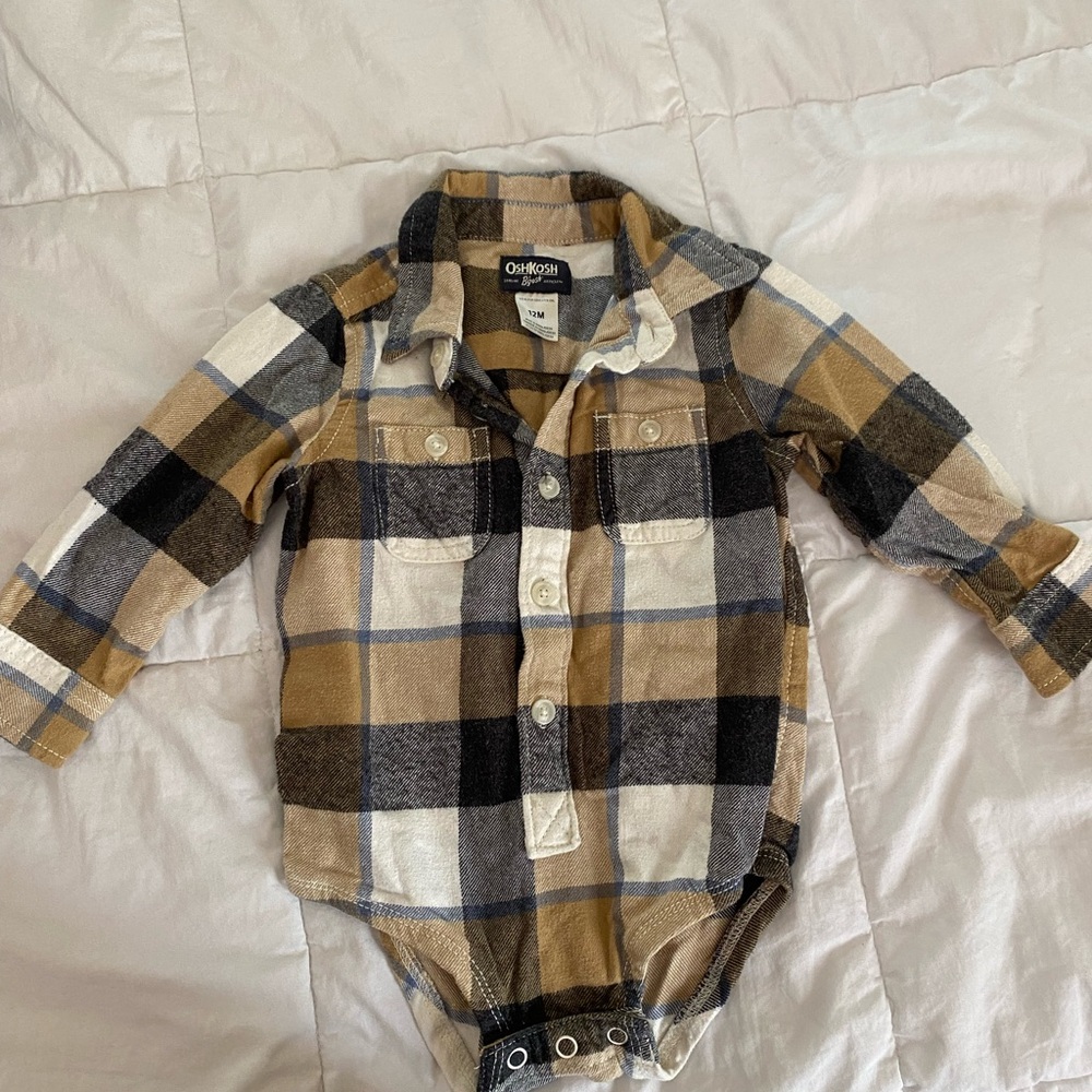Plaid Long Sleeve Baby Onesie